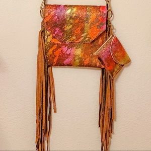 Custom fringe cross body purse